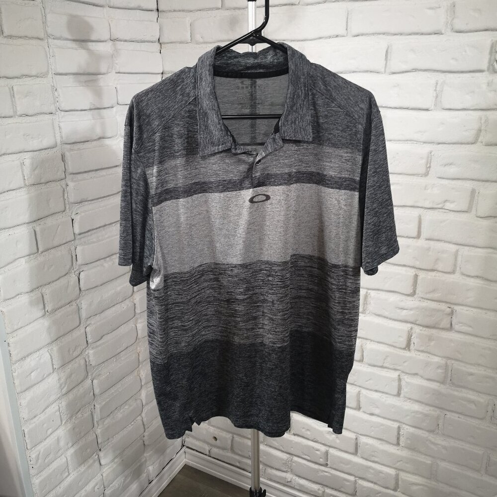 Oakley Men's Size XL Light & Dark Grey 2 Button Closure Short Sleeves Polo